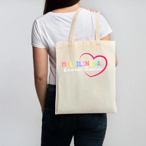 Multilingual Learner Teacher Heart Canvas Tote Bag - teacherstshirts.com AU