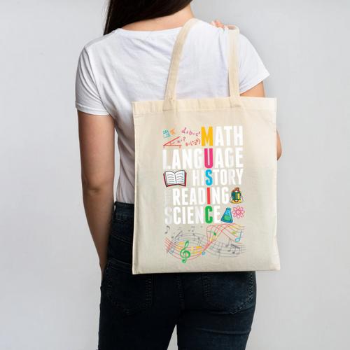 Music Teacher Music Math Language History Reading Science Canvas Tote Bag - teacherstshirts.com
