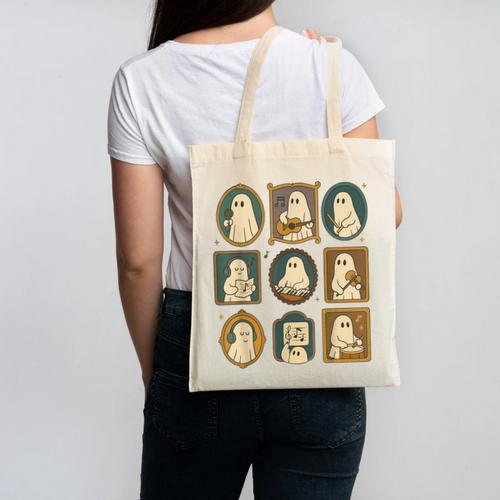 Music Teacher Orchestra Spooky Halloween Ghost Band Canvas Tote Bag - teacherstshirts.com UK