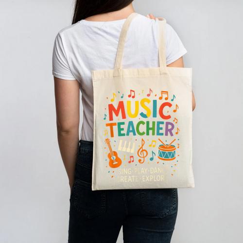 Music Teacher Music Sing Play Dance Choir Piano Canvas Tote Bag - teacherstshirts.com CA