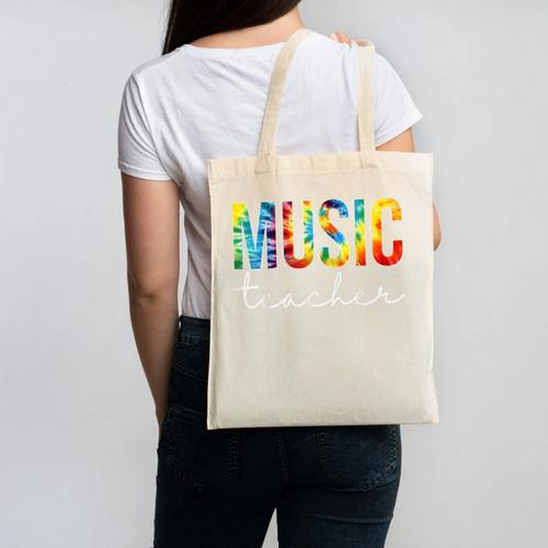 Music Teacher Tie Dye Appreciation Day Hello Back To School Men Women Canvas Tote Bag - teacherstshirts.com