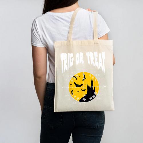 Nerdy Trig Or Treat Halloween Costume Math Teacher Canvas Tote Bag - teacherstshirts.com UK