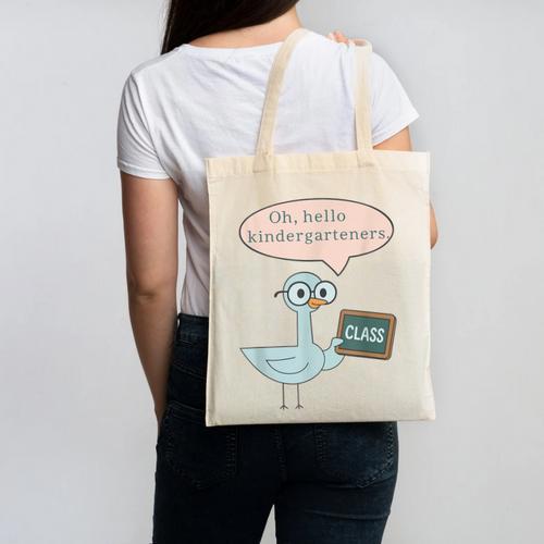 Oh Hello Kindergarteners Shirt Cute Pigeon Teacher Tee Canvas Tote Bag - teacherstshirts.com AU
