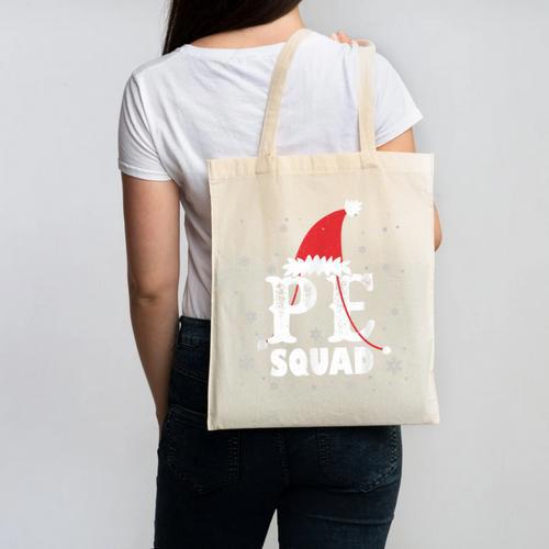 PE Squad Christmas PE Teacher Matching Xmas Canvas Tote Bag - teacherstshirts.com DE