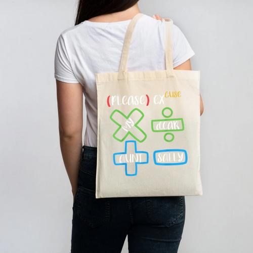PEMDAS Please Excuse My Dear Aunt Sally Math Teacher Canvas Tote Bag - teacherstshirts.com