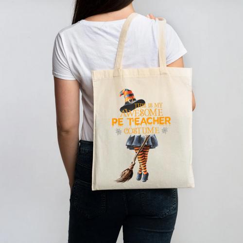 Physical Education Teacher Halloween Costume Witchy Teacher For Men Women Canvas Tote Bag - teacherstshirts.com