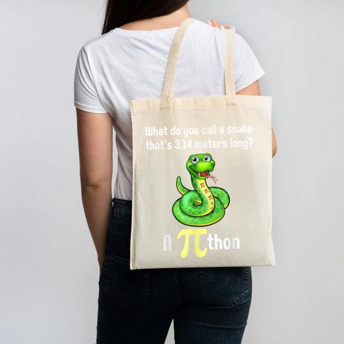 Pi Day Puns Pithon Math Teacher Jokes Women Men Kids Canvas Tote Bag - teacherstshirts.com UK