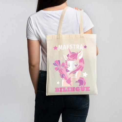 Pink Unicorn Spanish Teacher Regalos Para Bilingue Teacher Canvas Tote Bag - teacherstshirts.com DE