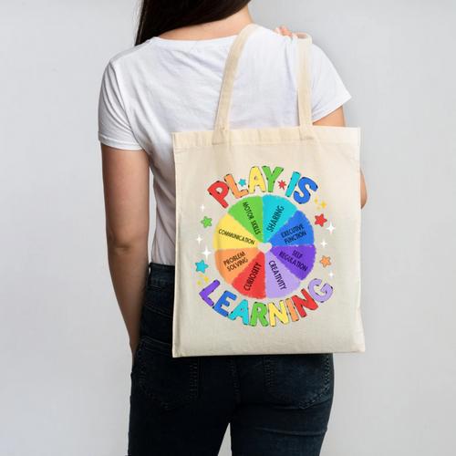 Play Is Learning Teacher Kindergarten For Men Women Kids Canvas Tote Bag - teacherstshirts.com CA
