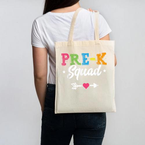 Pre-K Squad Teacher Student Kids Preschool Back To School Canvas Tote Bag - teacherstshirts.com