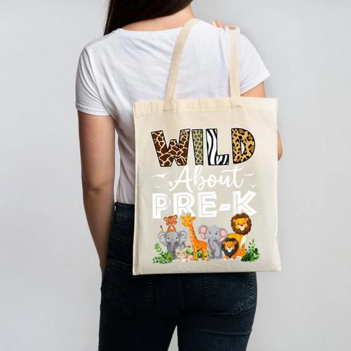 Pre-k Teacher Kids Back To School Wild About Pre-k Canvas Tote Bag - teacherstshirts.com CA