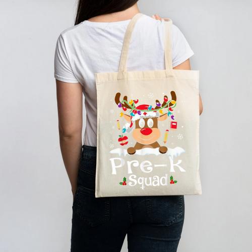 Pre-k Teacher Squad Reindeer Teacher Christmas Canvas Tote Bag - teacherstshirts.com AU