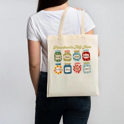 Preschool Is My Jam Retro Preschool Teacher Back To School Canvas Tote Bag - teacherstshirts.com AU
