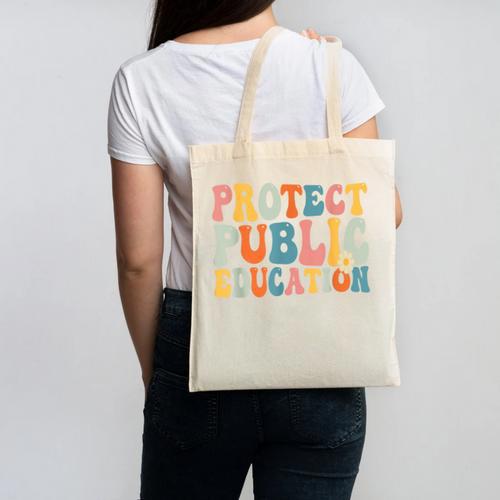 Protect Public Education Public Teacher School Canvas Tote Bag - teacherstshirts.com DE