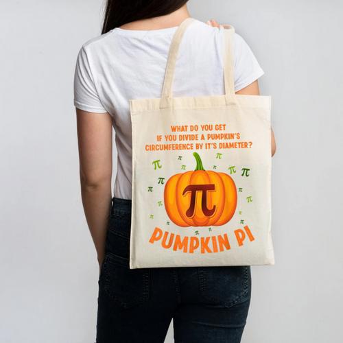 Pumpkin Pie Pi Math Teacher Shirt Halloween Men Adult Canvas Tote Bag - teacherstshirts.com