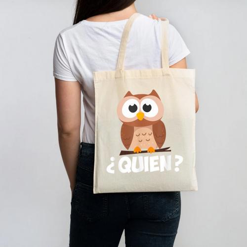 Quien Who Owl Spanish Teacher Canvas Tote Bag - teacherstshirts.com