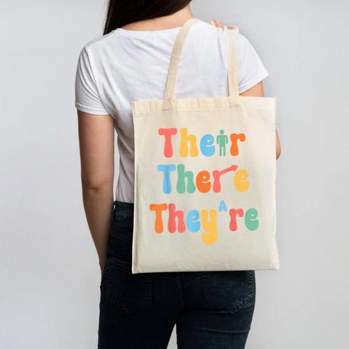 There Their They'Re English Class Grammar Joke Teacher Canvas Tote Bag - teacherstshirts.com AU