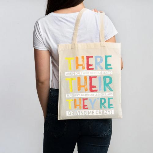 There Their They’Re Grammar Joke For English Teacher Student Canvas Tote Bag - teacherstshirts.com DE