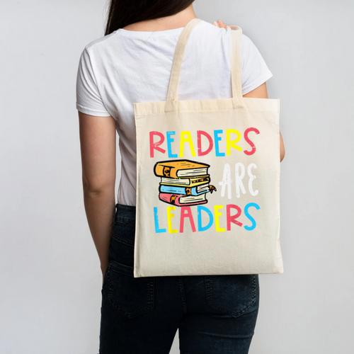 Readers Are Leaders Reading Book Lover Teacher Women Men Kid Canvas Tote Bag - teacherstshirts.com AU