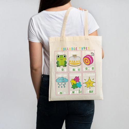 Reading Teacher Syllable Types Phonics Phonemic Awareness Canvas Tote Bag - teacherstshirts.com AU