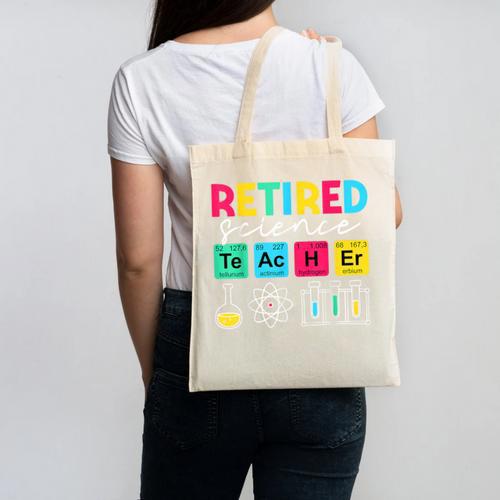 Retired Science Teacher Periodic Table Teacher Life Canvas Tote Bag - teacherstshirts.com
