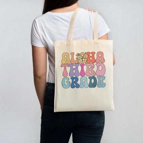 Retro Aloha Third Grade Teacher Summer Vacation Beach Hawaii Canvas Tote Bag - teacherstshirts.com