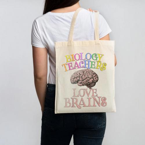 Retro BIOLOGY TEACHERS LOVE BRAINS This Is My Scary STEM Canvas Tote Bag - teacherstshirts.com