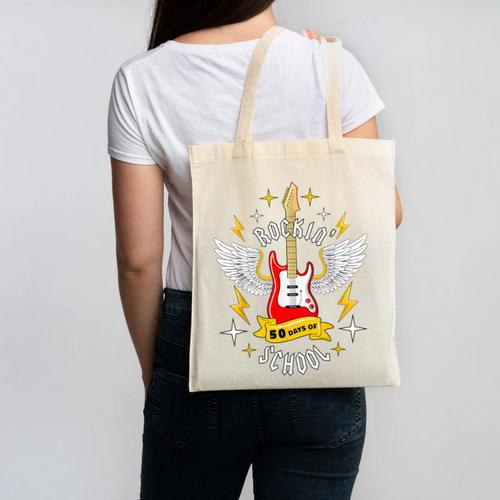 Rockin 50 Days Of School 50th Day Of School Teacher Student Men Women Girls Kids Canvas Tote Bag - teacherstshirts.com AU