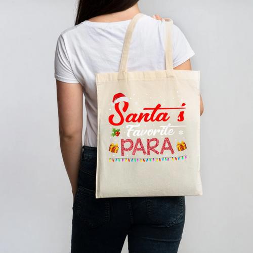Santa's Favorite Para Christmas Paraprofessional Teacher Canvas Tote Bag - teacherstshirts.com