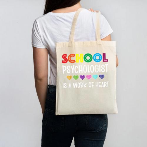 School Psychologist Is a Work Of Heart Teacher LSSP Doctor Canvas Tote Bag - teacherstshirts.com DE