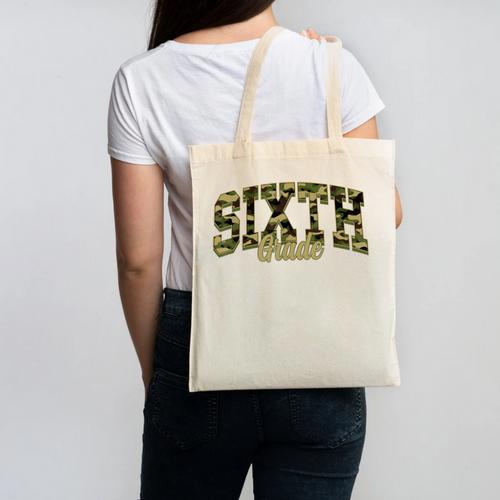 Sixth Grade Teacher Student Camouflage Back To School Canvas Tote Bag - teacherstshirts.com AU