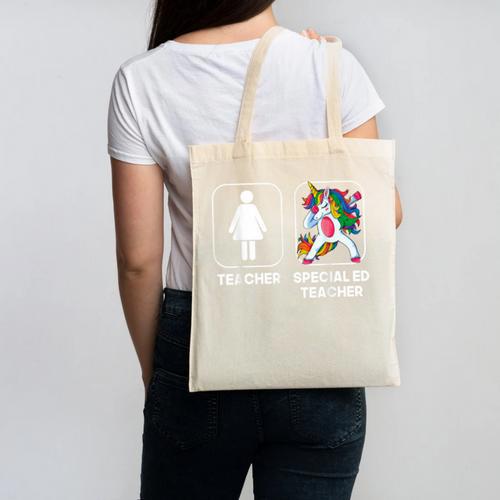 Special Ed Teacher Dabbing Unicorn Teacher Women Canvas Tote Bag - teacherstshirts.com UK