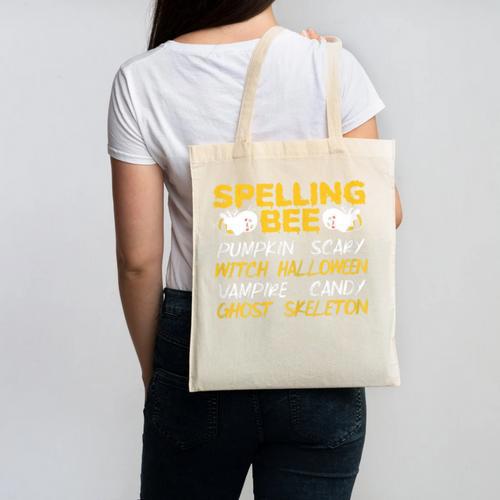 Spelling Bee Costume For a Halloween Teacher Pun Women Canvas Tote Bag - teacherstshirts.com