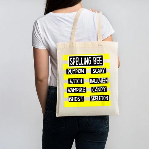 Spelling Bee Pun Halloween Costume For Teachers Canvas Tote Bag - teacherstshirts.com