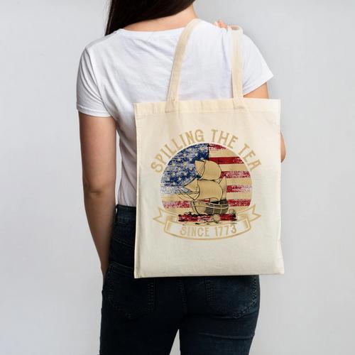 Spilling The Tea Since 1773 American History Teacher Vintage Canvas Tote Bag - teacherstshirts.com UK
