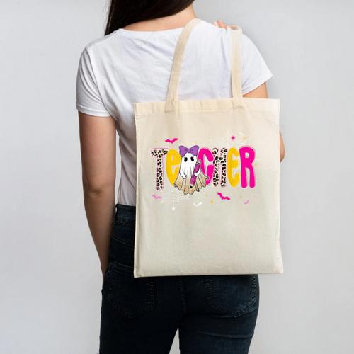 Spooky Halloween Teacher Para Counselor SPED Preppy Boo Kids Canvas Tote Bag - teacherstshirts.com UK