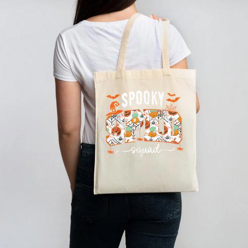 Spooky SPED Squad Special Education Teacher Halloween Ghost Canvas Tote Bag - teacherstshirts.com DE
