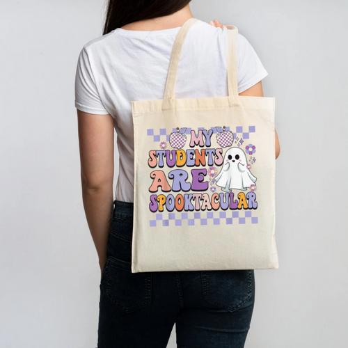 My Students Are Spooktacular Teacher Halloween Vibes Canvas Tote Bag - teacherstshirts.com UK