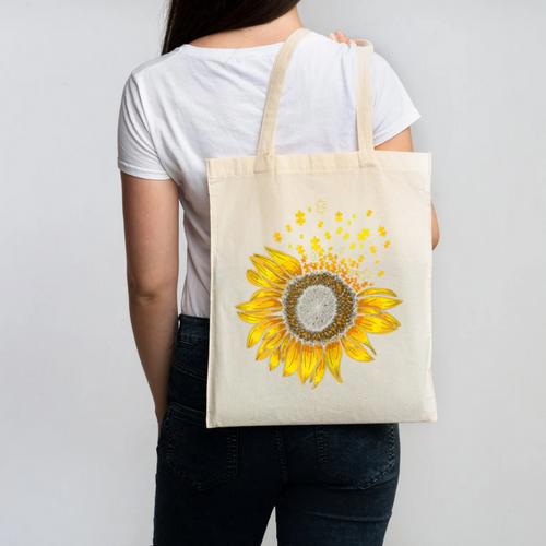 Sunflower Puzzle Pieces Autism Awareness For Mom Teacher For Women Canvas Tote Bag - teacherstshirts.com DE