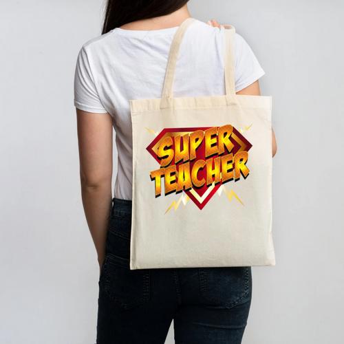 Super Teacher Superhero Back To School Teacher's Canvas Tote Bag - teacherstshirts.com UK