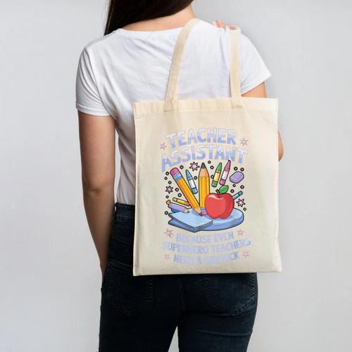 Superhero Sidekick Teaching Teach School Teacher Assistant Canvas Tote Bag - teacherstshirts.com AU