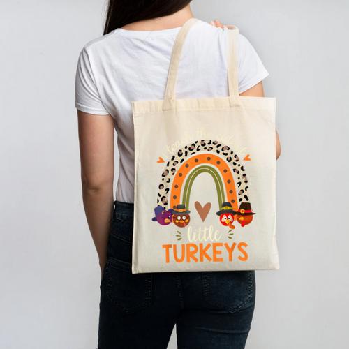 I Teach The Cutest Little Turkeys Thanksgiving Teacher Men Women Girls Kids Canvas Tote Bag - teacherstshirts.com DE