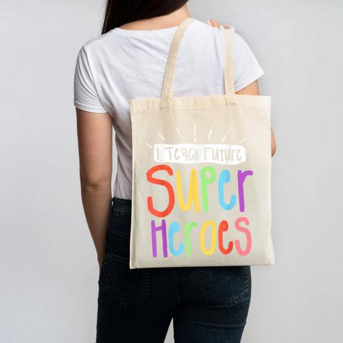 I Teach Future Superheroes Teacher Teaching Canvas Tote Bag - teacherstshirts.com DE