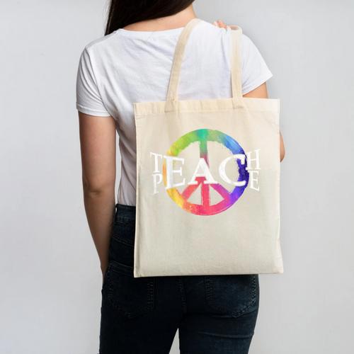 Teach Peace For Teachers And Educators Counselor Canvas Tote Bag - teacherstshirts.com UK