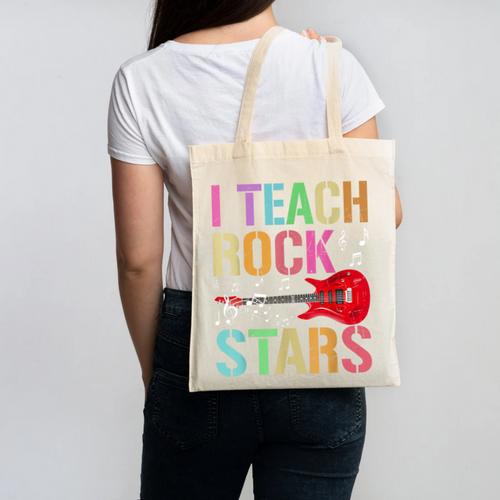 I Teach Rockstars Band Vibes Teacher Rocks My Music Teaching Canvas Tote Bag - teacherstshirts.com UK