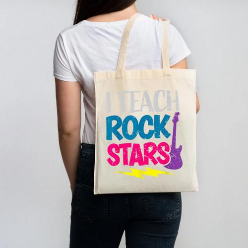 I Teach Rockstars Tee Orchestra Music Teacher Back To School Canvas Tote Bag - teacherstshirts.com CA