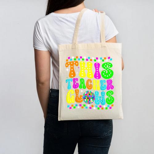 This Teacher 80s 90s Teachers's Day Glows Last Day Of School Canvas Tote Bag - teacherstshirts.com AU