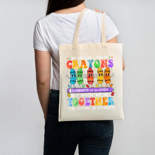 Teacher We Are Like A Box Of Crayons Back To School Men Women Kids Canvas Tote Bag - teacherstshirts.com UK