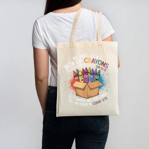 Teacher We Are Like a Box Of Crayons Canvas Tote Bag - teacherstshirts.com UK