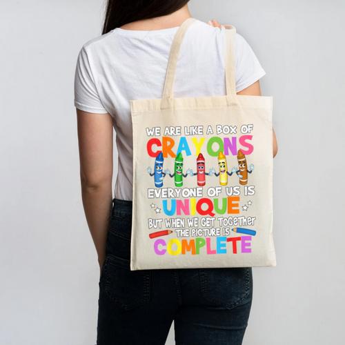 Teacher We Are Like a Box Of Crayons For Men Women Kids Canvas Tote Bag - teacherstshirts.com UK